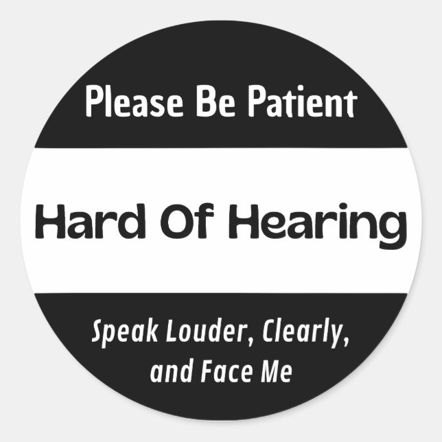 Rond Sticker noir classique dur à oreille (Devant)