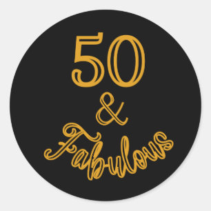 Rond Sticker noir et or 50 et fabuleux