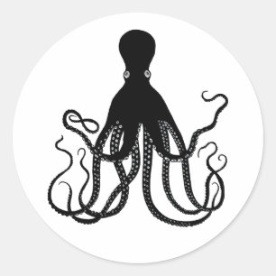 Rond Sticker octopus noir