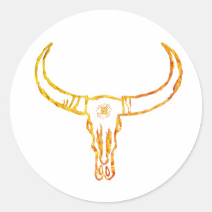 Rond Sticker or crâne taureau