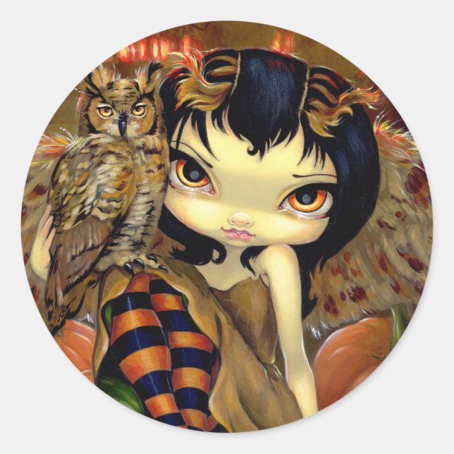 Rond Sticker "Owlyn in Autumn" (Devant)
