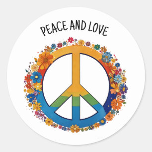 ROND STICKER PAIX ET AMOUR