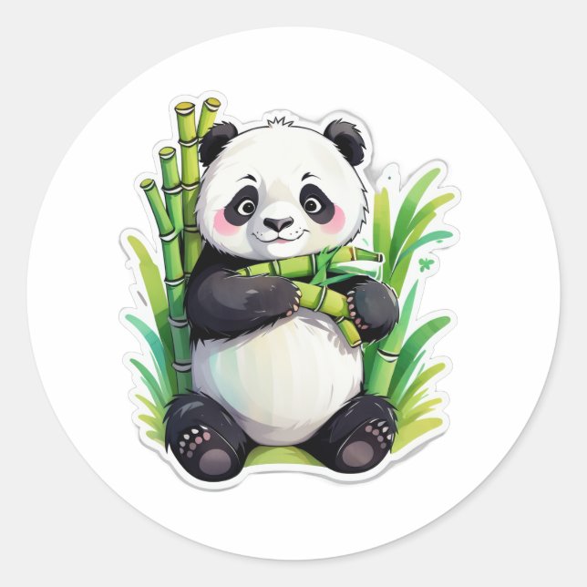 Rond Sticker Panda Bamboo (Devant)