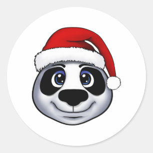 Rond Sticker Panda de Noël