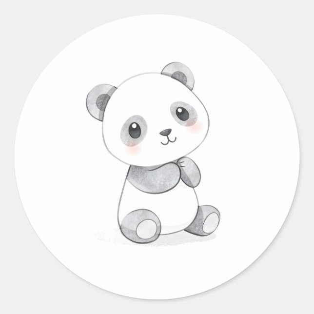 Rond Sticker Panda pour bébé mignon Illustration de l'a (Devant)