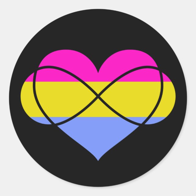 Rond Sticker Pansexuel Polyamorous Infinity (Devant)