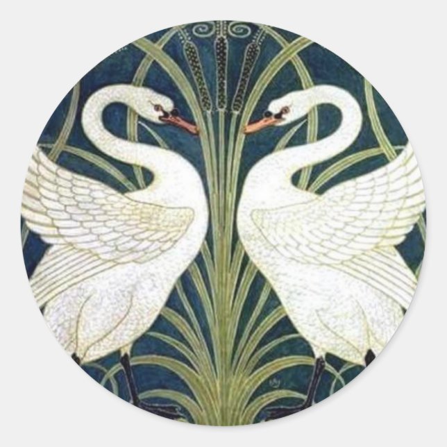 Rond Sticker papier peint Swan and Rush and Iris (Devant)