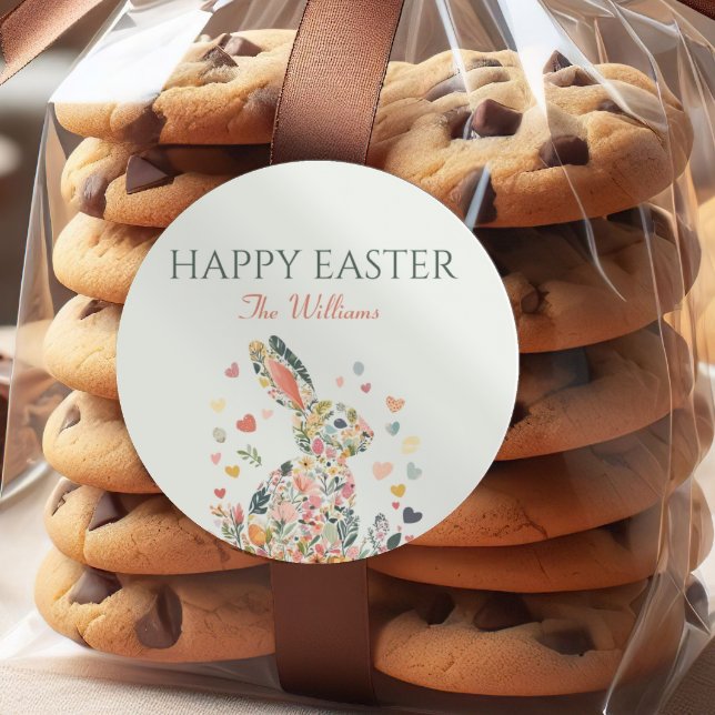 Rond Sticker Pâques Bunny Aquarelle (Créateur téléchargé)