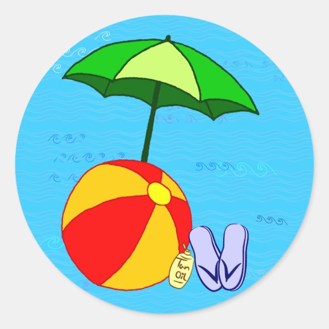 Rond Sticker parasol de la piscine de Beach Ball (Devant)