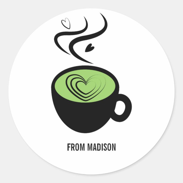Rond Sticker parfait Matcha Valentine Love (Devant)