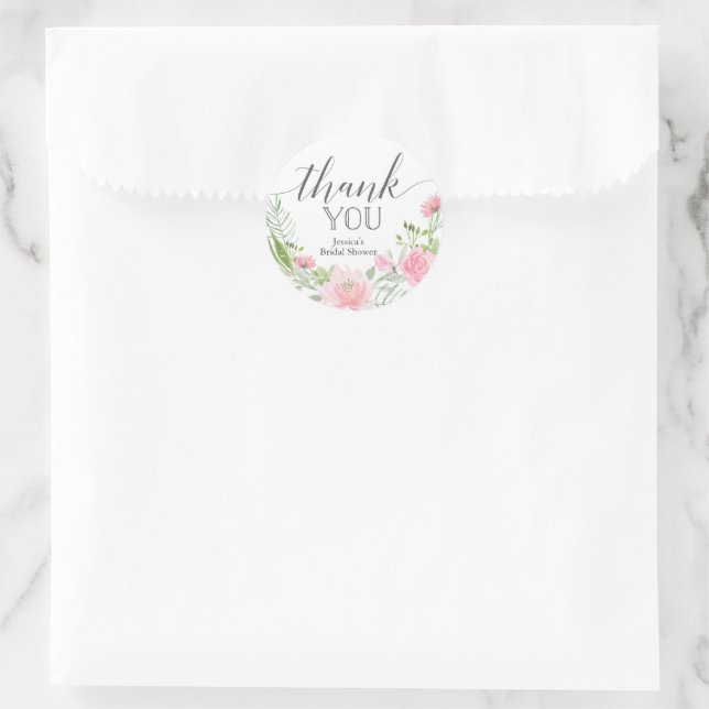 Rond Sticker Pastel Blush Merci Favoriser (Sac)