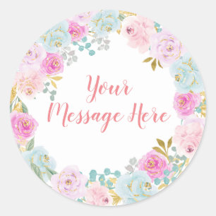 Rond Sticker Pastel Ice Cream Floral Aquarelle Message