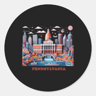Rond Sticker Pennsylvania En États-Unis