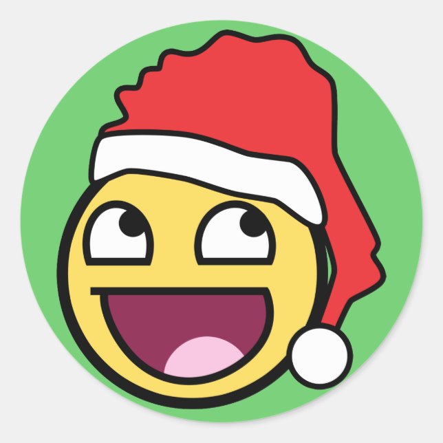 Rond Sticker Père Noël Face génial (Devant)