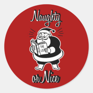 Rond Sticker père Noël List Naughty ou Nice Christmas R