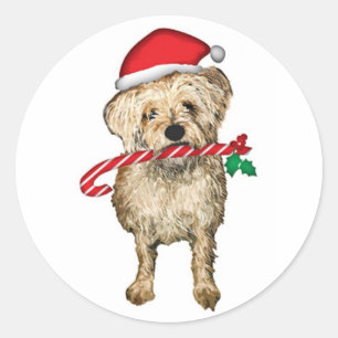Rond Sticker Père Noël pour oreilles mignonnes Terrier