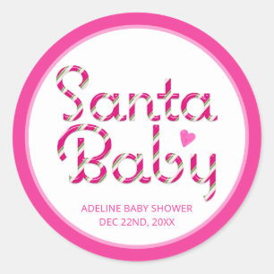 Rond Sticker père Noël Sucre de canne rose bébé