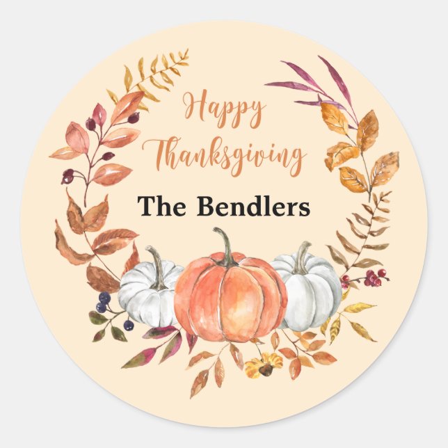 Rond Sticker personnalisé bon thanksgiving (Devant)