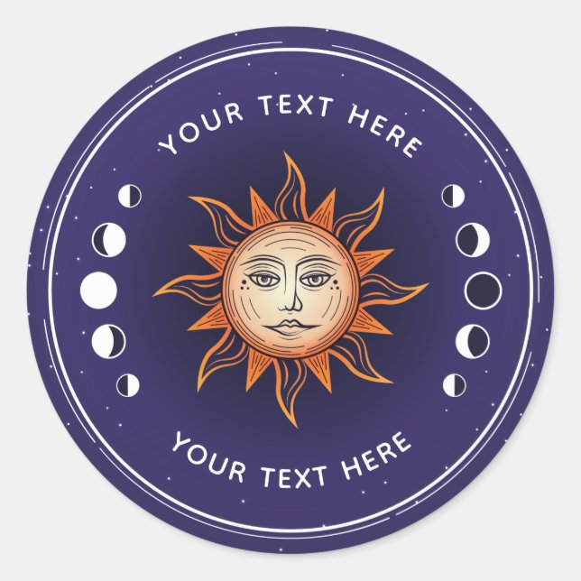 Rond Sticker personnalisé Mystic Sun (Devant)