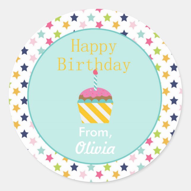 Rond Sticker Personnalisé pour Anniversaire Confetti St (Devant)