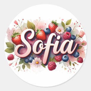 Rond Sticker personnalisé "Sofia" Berry Floral Design