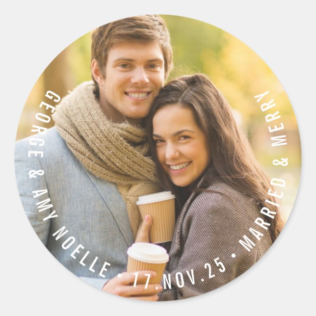Rond Sticker photo simple et moderne Circle Text (Devant)