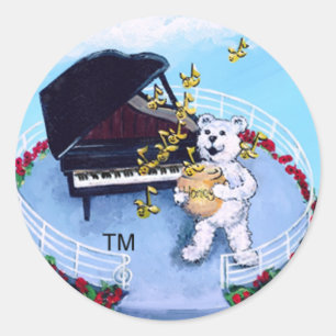 Rond Sticker Piano Bears