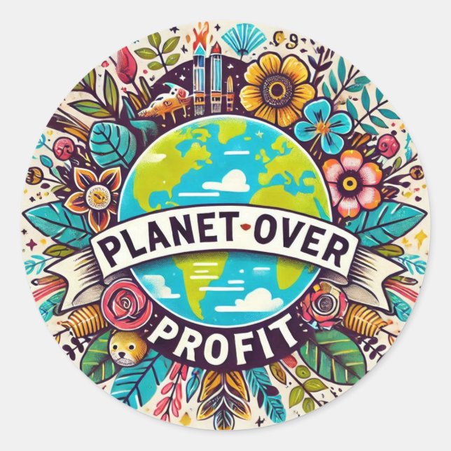 Rond Sticker Planet over Profit (Devant)
