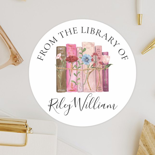 Rond Sticker plaque de livre d'aquarelle (Close up)