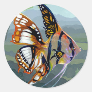 Rond Sticker "Poissons Volants : Étude I"