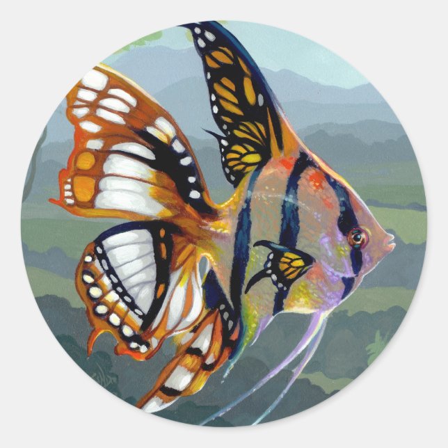 Rond Sticker "Poissons Volants : Étude I" (Devant)