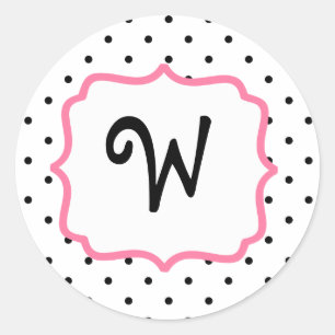Rond Sticker Polka Dot & Monogramme Rose