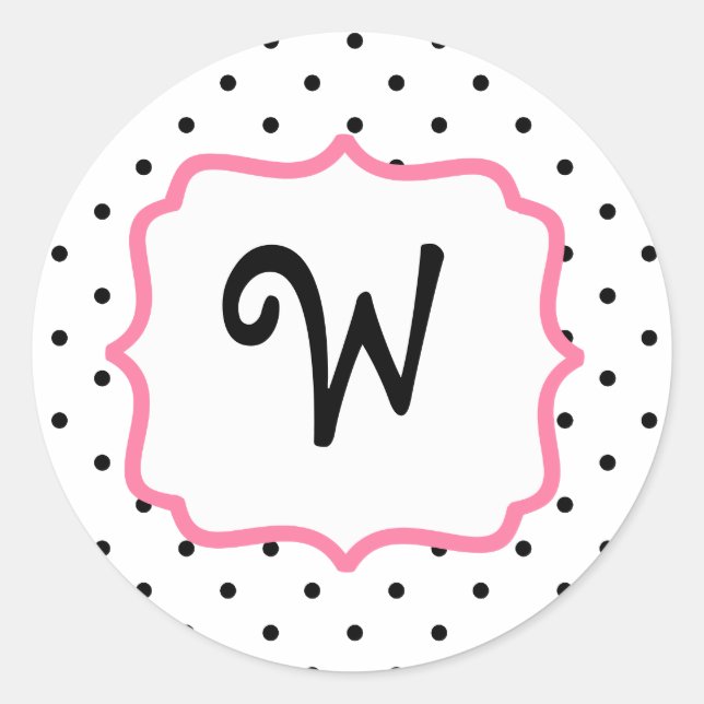 Rond Sticker Polka Dot & Monogramme Rose (Devant)