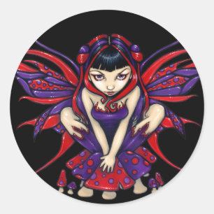 Rond Sticker "Polkadot Mushroom Fairy"