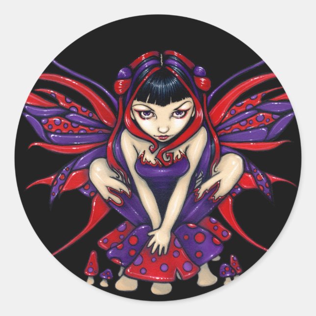 Rond Sticker "Polkadot Mushroom Fairy" (Devant)