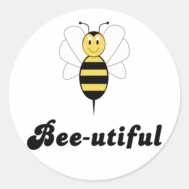 Rond Sticker pour abeille souriante (Devant)