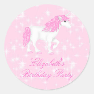 Rond Sticker pour Anniversaire de la licorne rose