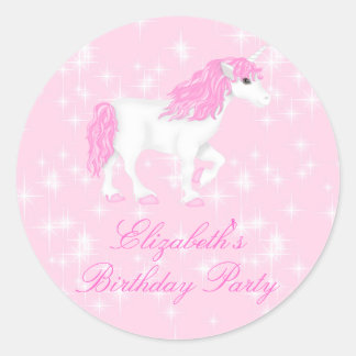 Rond Sticker pour Anniversaire de la licorne rose