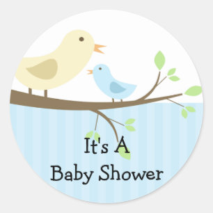 Rond Sticker pour Baby shower d'oiseaux maman et bébé