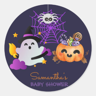 Rond Sticker pour Baby shower Halloween personnalisé