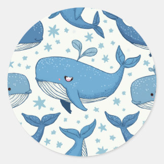 Rond sticker pour baleine mignonne