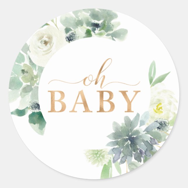Rond Sticker pour bébé succulent et vert (Devant)