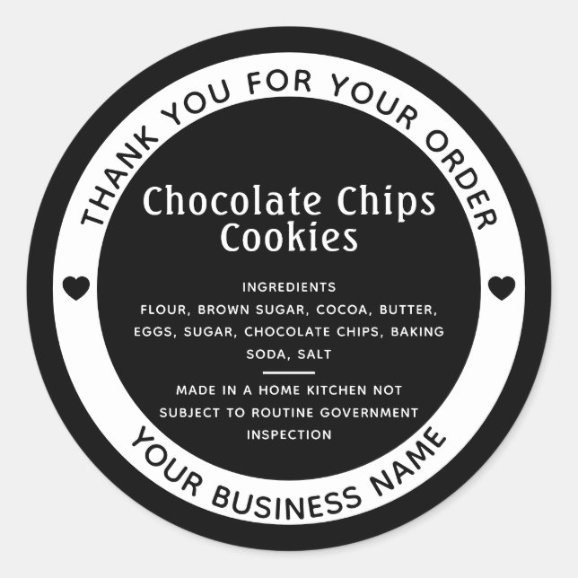 Rond Sticker pour biscuits à base d'ingrédients minimal (Devant)