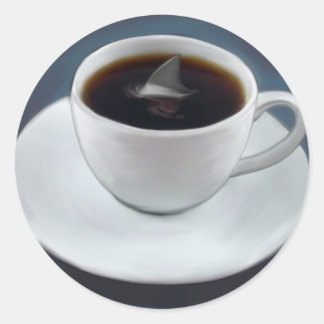 Rond Sticker pour café fin requin