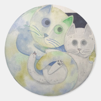 Rond Sticker pour chat de la mère Terre et Lune