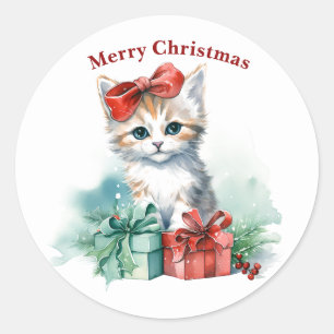 Rond Sticker pour chat de Noël