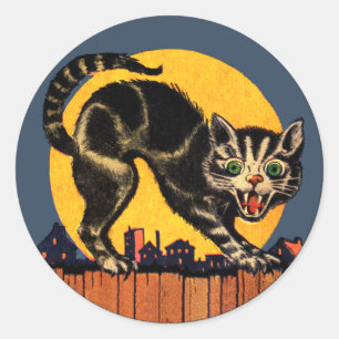 Rond Sticker pour chat Halloween vintage