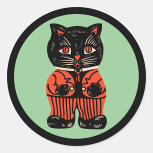 Rond Sticker pour chat Halloween vintage