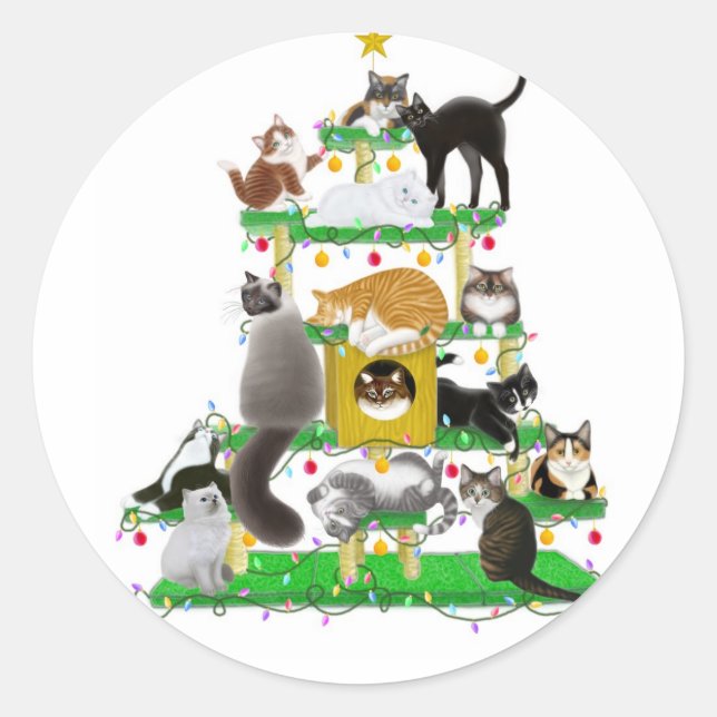 Rond Sticker pour chat Noël (Devant)
