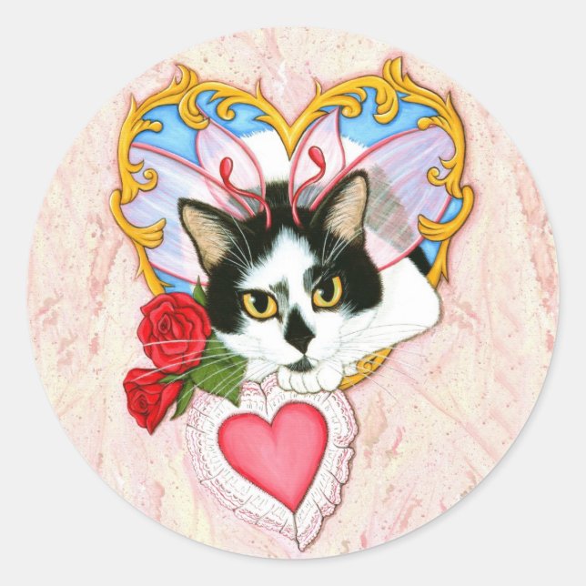 Rond Sticker pour chats Feline Valentine (Devant)